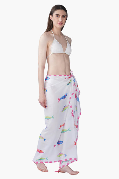 Hand-Drawn Fish Printed Sarong