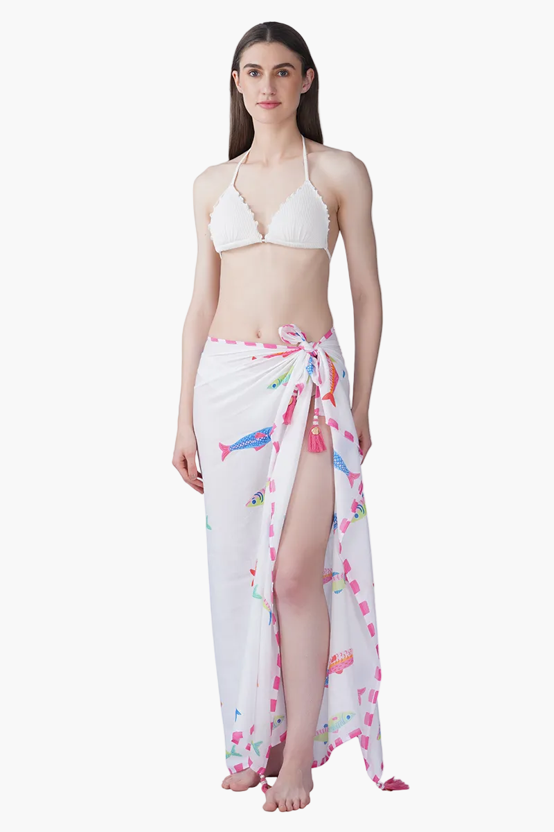 Hand-Drawn Fish Printed Sarong