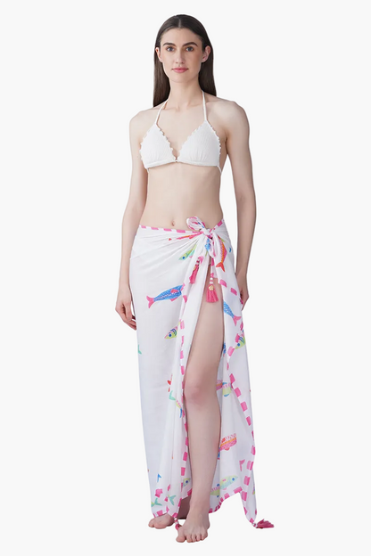 Hand-Drawn Fish Printed Sarong