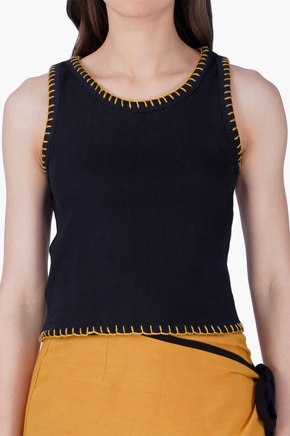 Set of 6 Black Essential  Sleeveless Top (S, M & L)