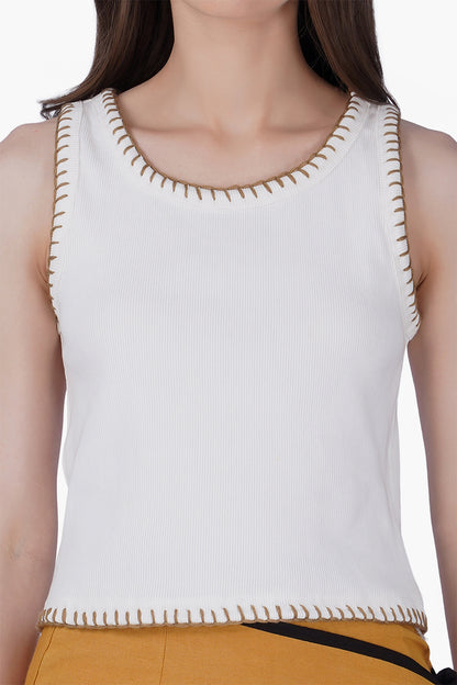 Set of 6 White Essential  Sleeveless Top (S, M & L)