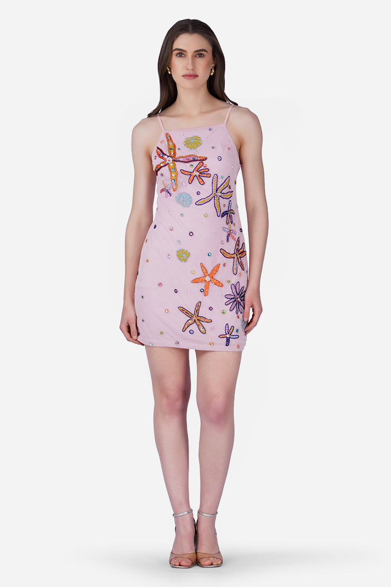 Set of 6 Pink Ocean Jewel Embellished Dress