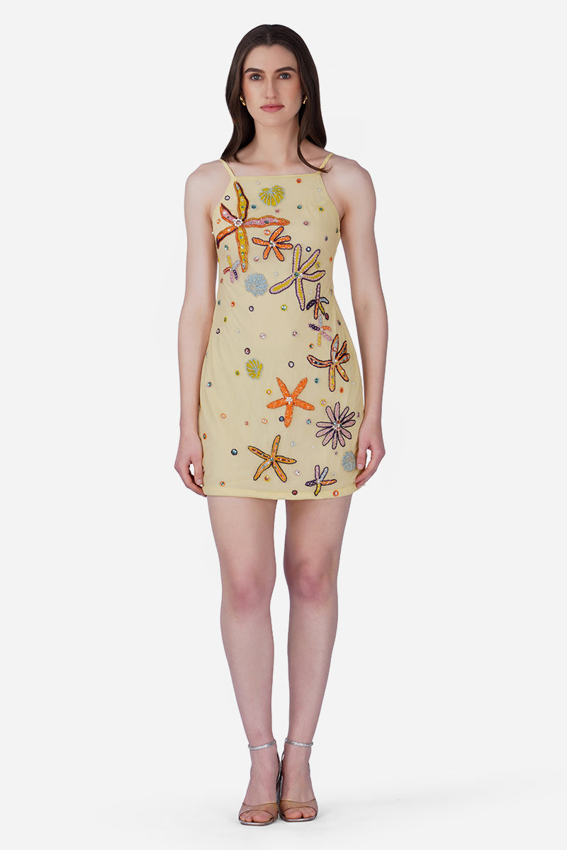 Yellow Ocean Jewel Embellished Dress