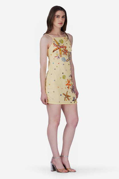 Yellow Ocean Jewel Embellished Dress