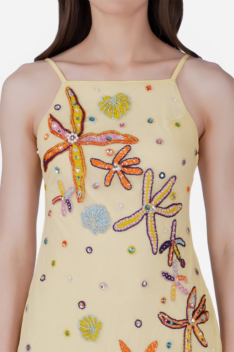 Yellow Ocean Jewel Embellished Dress