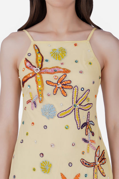 Yellow Ocean Jewel Embellished Dress