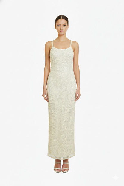 Set of 6 Silver Pearl Luxe Long Length Dressw/Liinig (S, M & L)