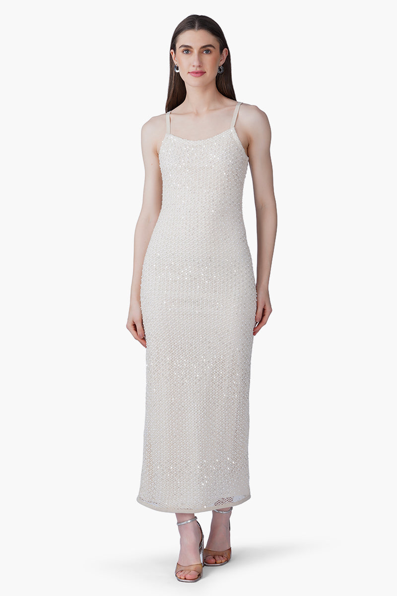 Set of 6 Silver Pearl Luxe Long-Length Dress with Lining (S, M & L)