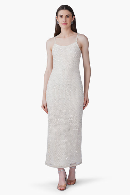 Set of 6 Silver Pearl Luxe Long-Length Dress with Lining (S, M & L)