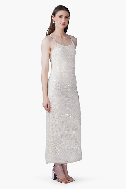 Set of 6 Silver Pearl Luxe Long-Length Dress with Lining (S, M & L)