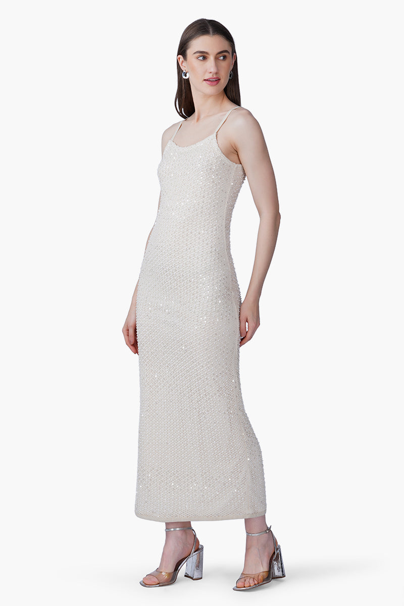 Set of 6 Silver Pearl Luxe Long-Length Dress with Lining (S, M & L)