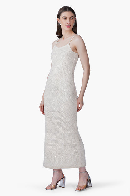 Set of 6 Silver Pearl Luxe Long-Length Dress with Lining (S, M & L)