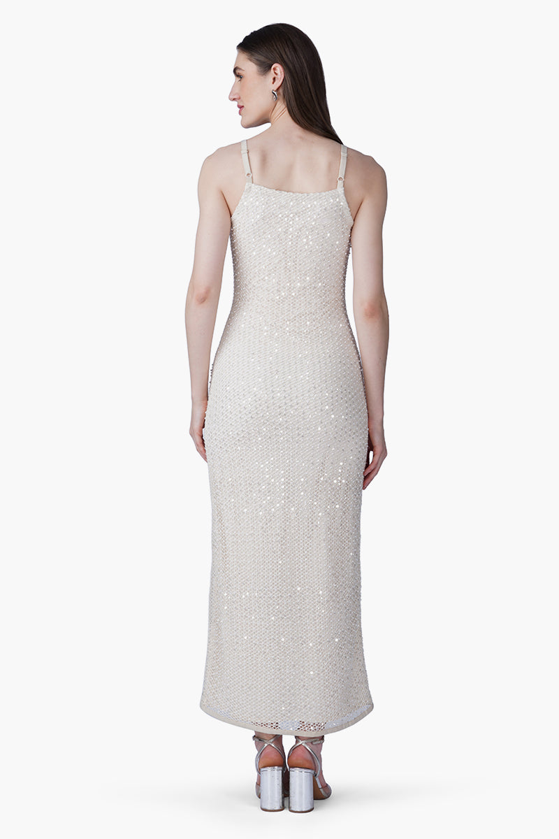 Set of 6 Silver Pearl Luxe Long-Length Dress with Lining (S, M & L)