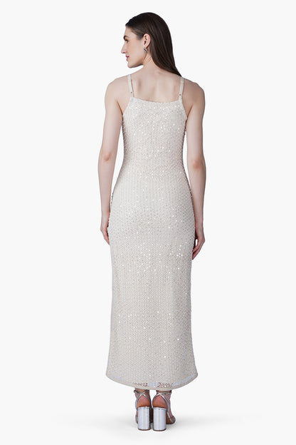 Set of 6 Silver Pearl Luxe Long-Length Dress with Lining (S, M & L)