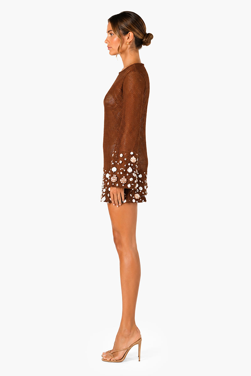 Set of 6 Cacao Shell Embellished Couture Crochet Dress (S,M,L)