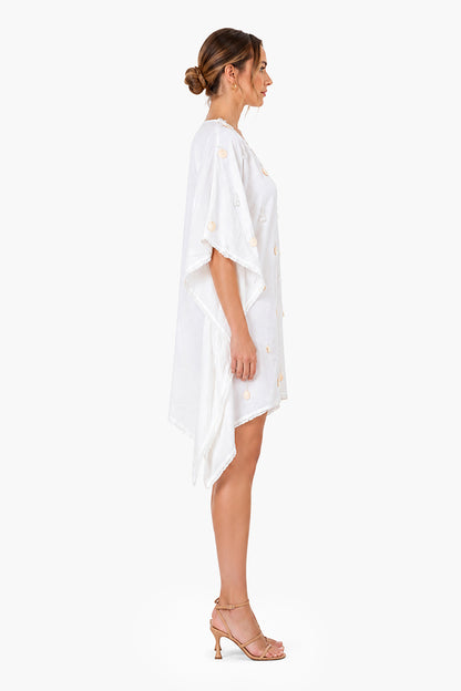 Set of 6 White Shell Cascade Short Kaftan (S,M,L)