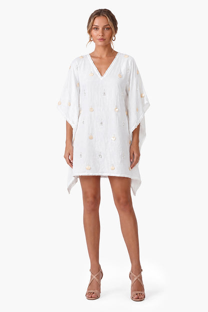 Set of 6 White Shell Cascade Short Kaftan (S,M,L)
