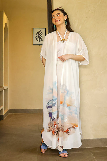Set of 6 Artisan Coastal Print Embellished Cover Up (S,M,L)