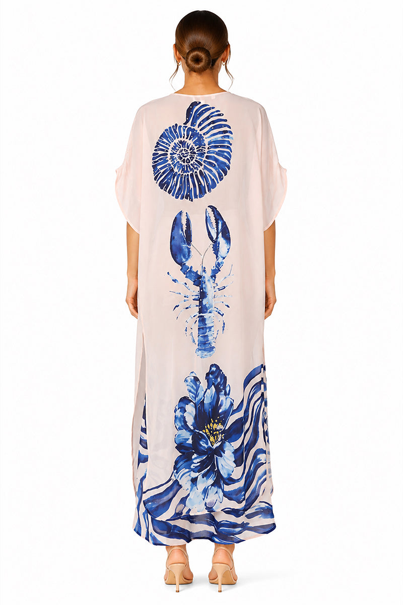 Set of 6 Ocean Print Navy Pants Cover Up (S,M,L)