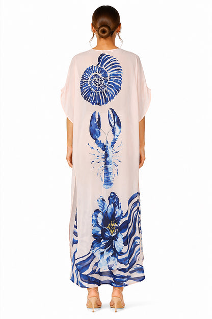 Set of 6 Ocean Print Navy Pants Cover Up (S,M,L)