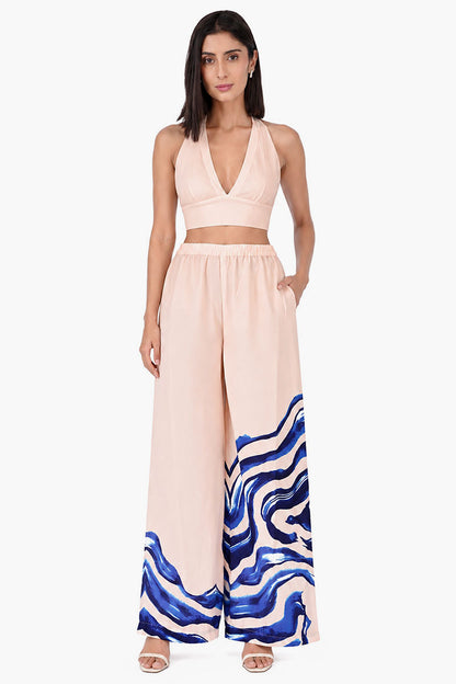 Set of 6 Ocean Print Navy Embellished Pant (S,M,L)