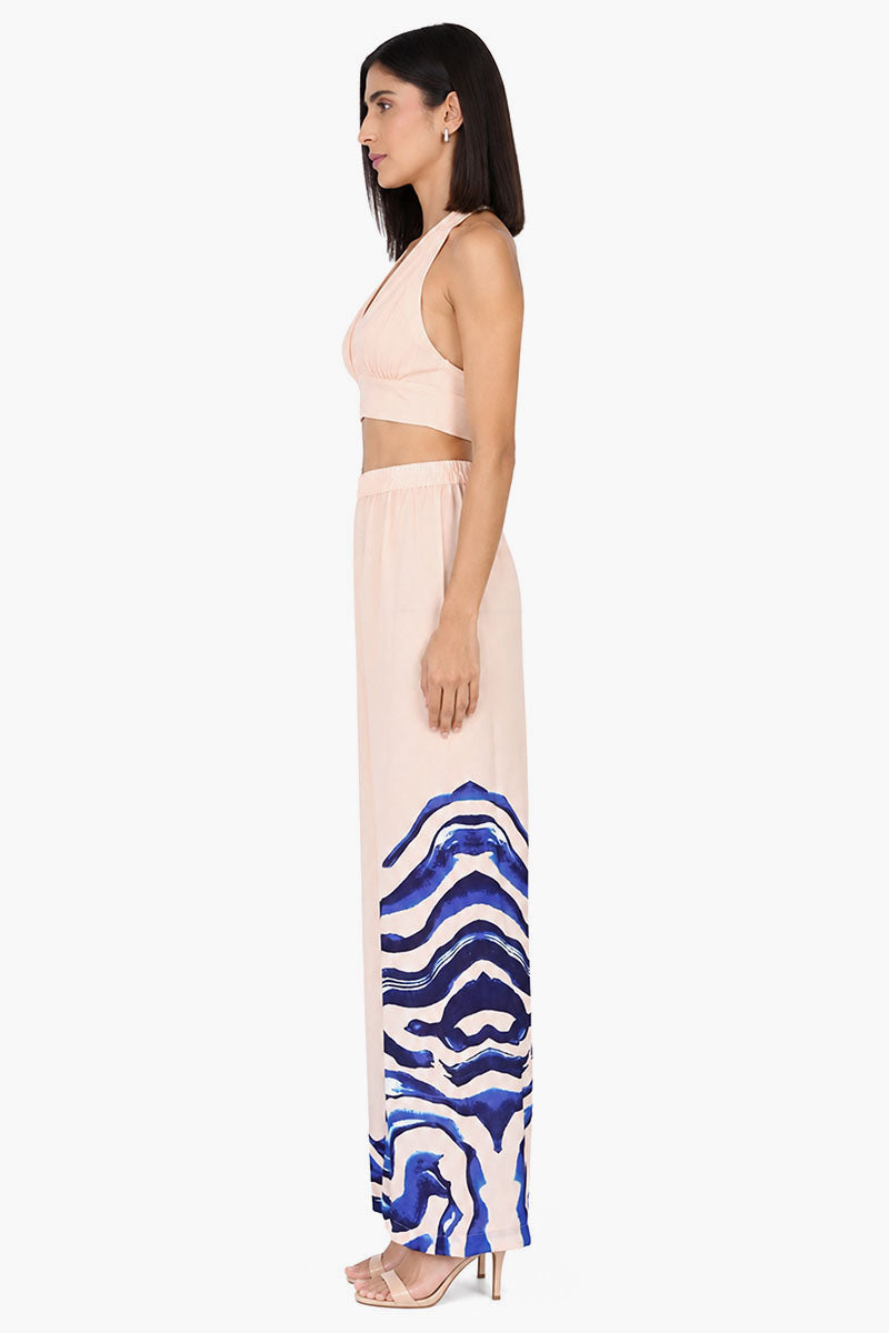Set of 6 Ocean Print Navy Embellished Pant (S,M,L)