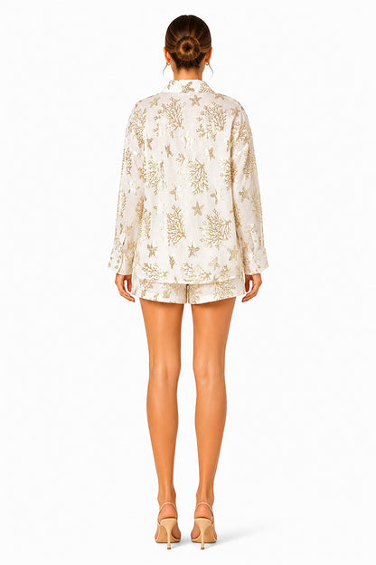 Set of 6 Shoreline Shimmer Button Down Shirt (S,M,L)