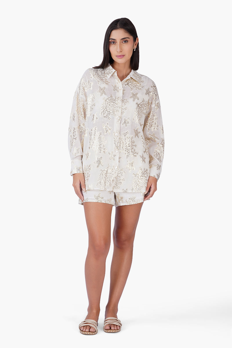 Set of 6 Shoreline Shimmer Button Down Shirt (S,M,L)