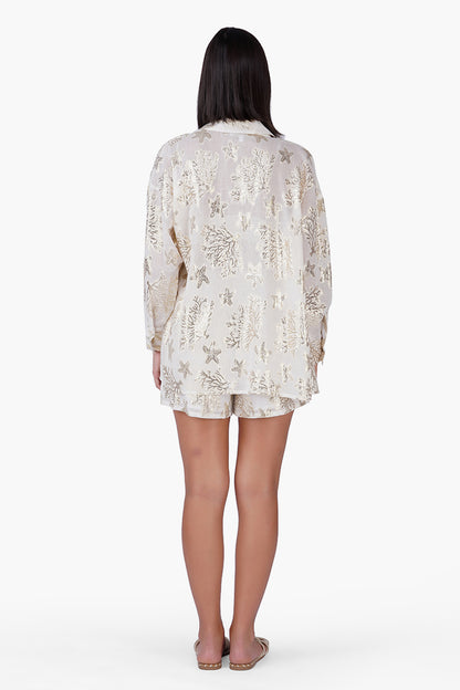 Set of 6 Shoreline Shimmer Button Down Shirt (S,M,L)