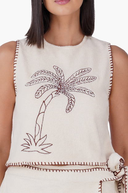 Set of 6 Palm Embroidered Seaside Terry Top (S,M,L)