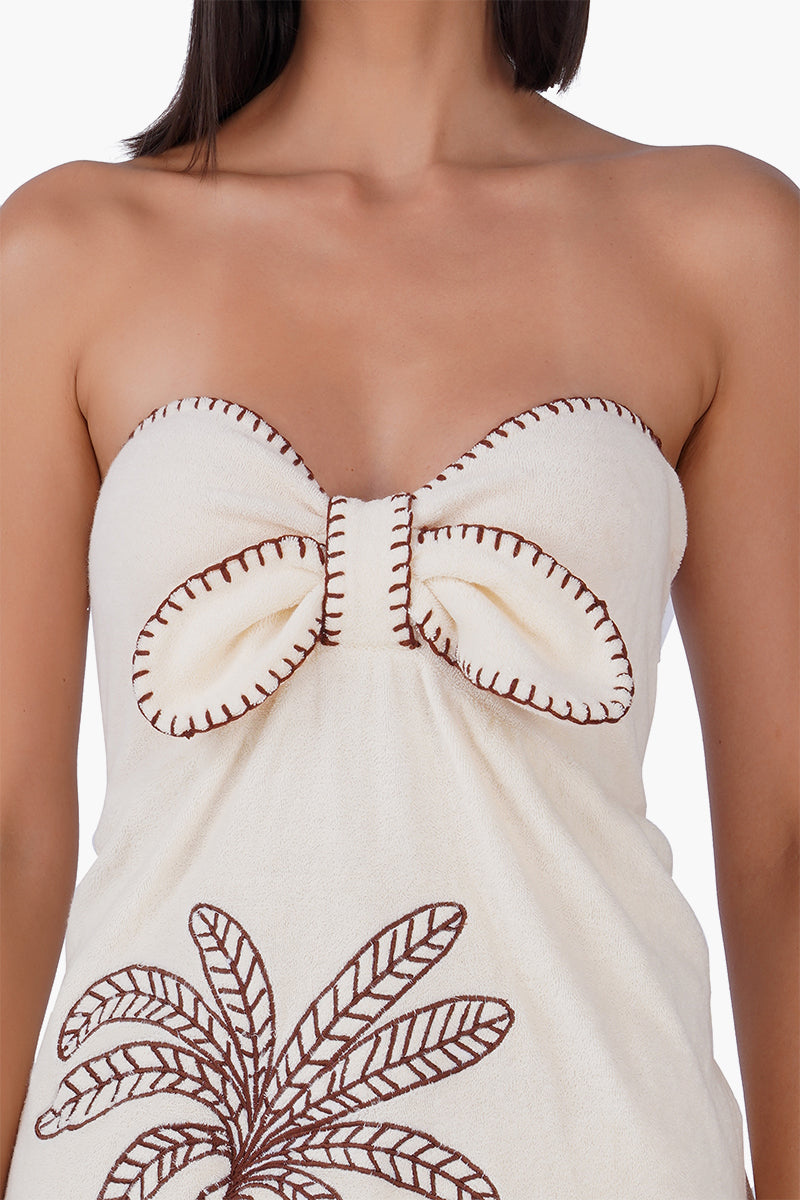 Set of 6 Palm Embroidered Seaside Terry Short Dress (S,M,L)