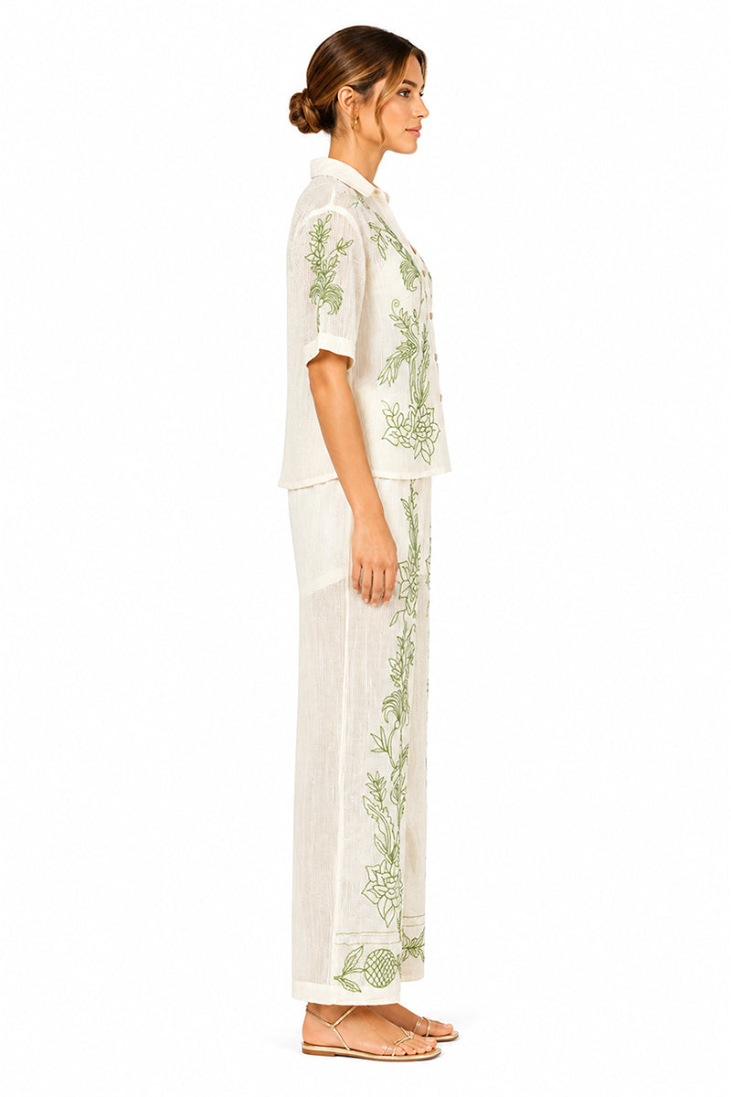 Set of 6 White Garden Muse Embroidered Lace Pants (S,M,L)