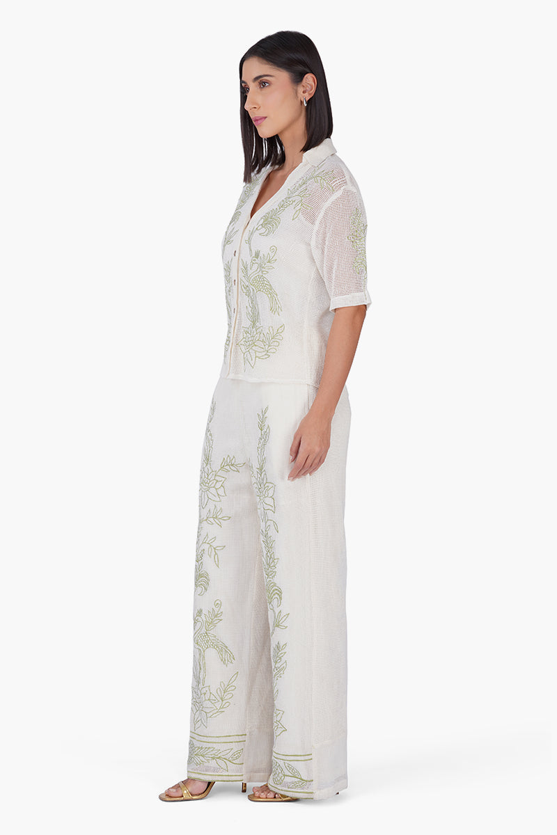 Set of 6 White Garden Muse Embroidered Lace Shirt (S,M,L)