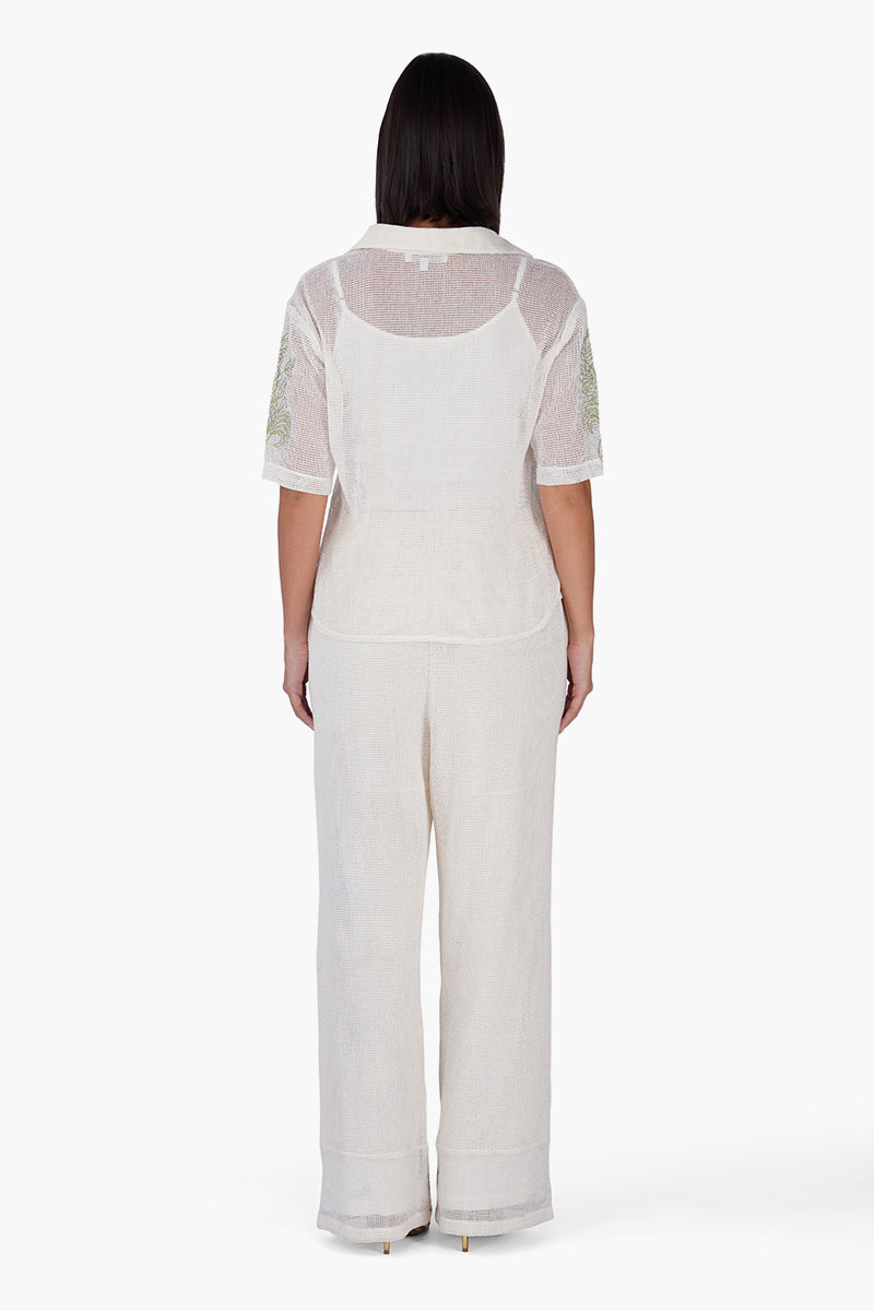 Set of 6 White Garden Muse Embroidered Lace Shirt (S,M,L)