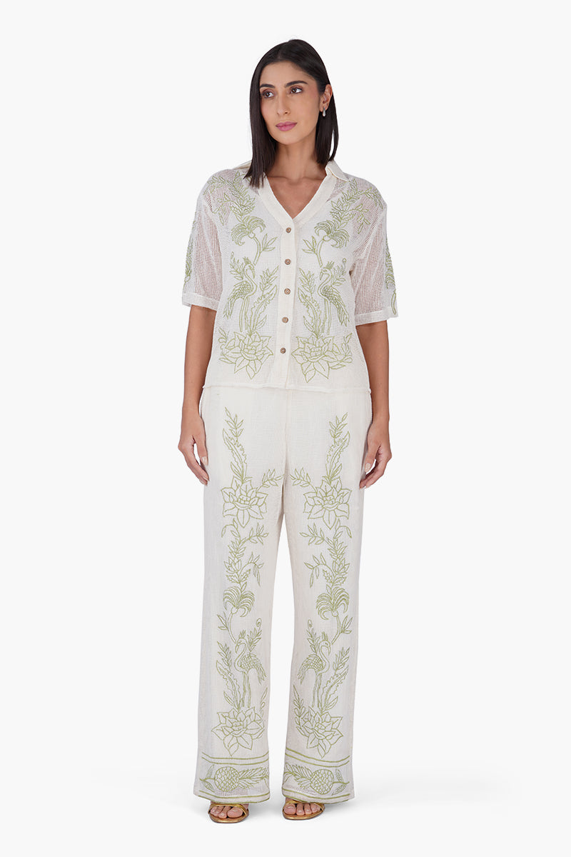 Set of 6 White Garden Muse Embroidered Lace Pants (S,M,L)
