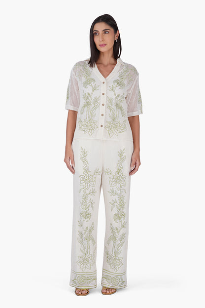 Set of 6 White Garden Muse Embroidered Lace Pants (S,M,L)