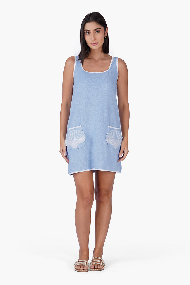 Set of 6 Blue Mariner Shell Slip On Short Dress (S,M,L)