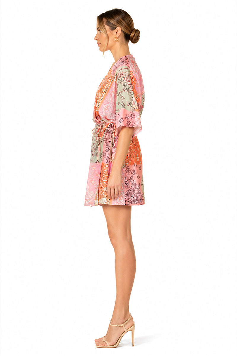 Set of 6 Prism Paisley Bandana Print Wrap Dress (S,M,L)
