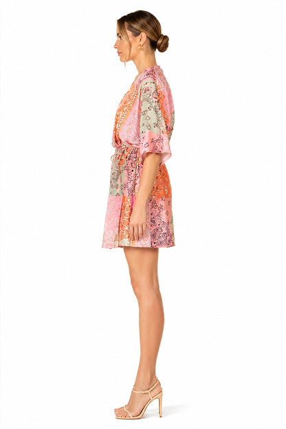 Set of 6 Prism Paisley Bandana Print Wrap Dress (S,M,L)