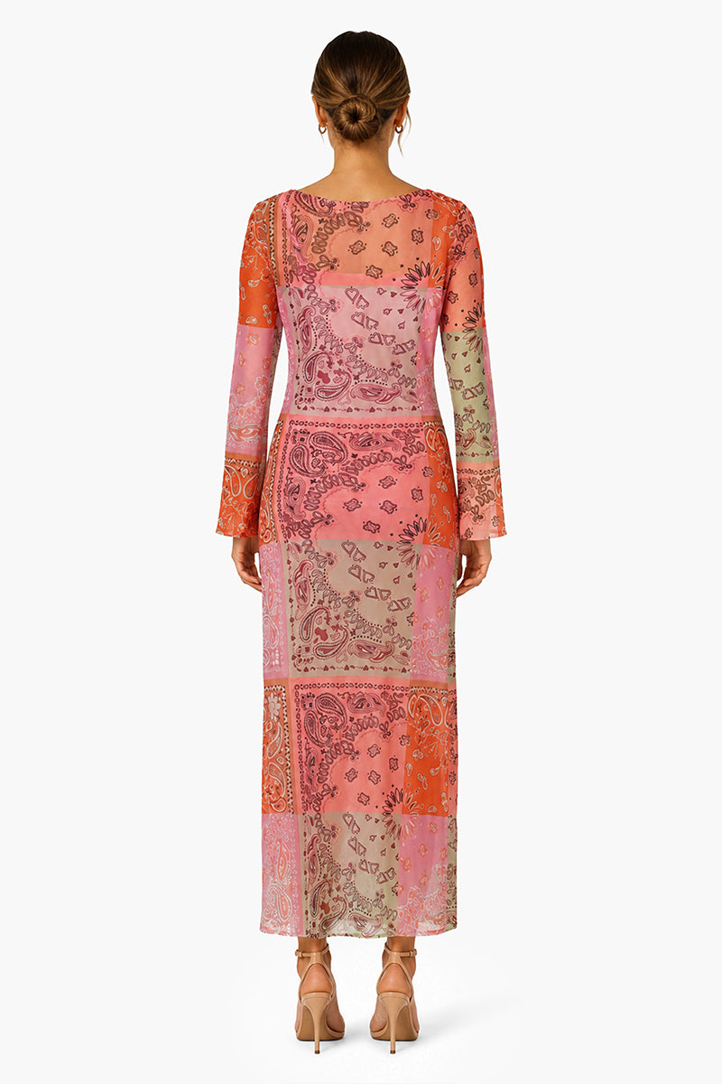 Set of 6 Prism Paisley Bandana Print Bodycone Mesh Dress (S,M,L)