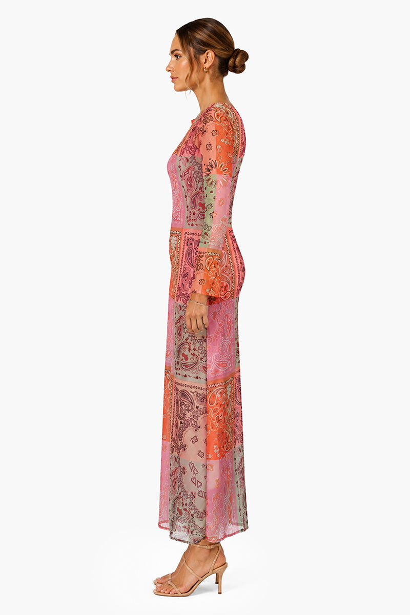 Set of 6 Prism Paisley Bandana Print Bodycone Mesh Dress (S,M,L)
