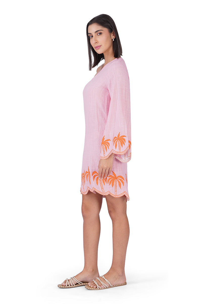 Set of 6 Preppy Palm Embroidered Cabana One Shoulder Dress (S,M,L)