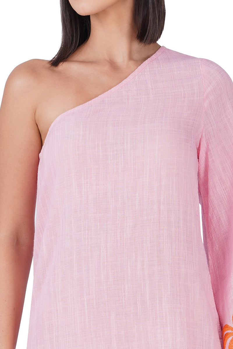 Set of 6 Preppy Palm Embroidered Cabana One Shoulder Dress (S,M,L)
