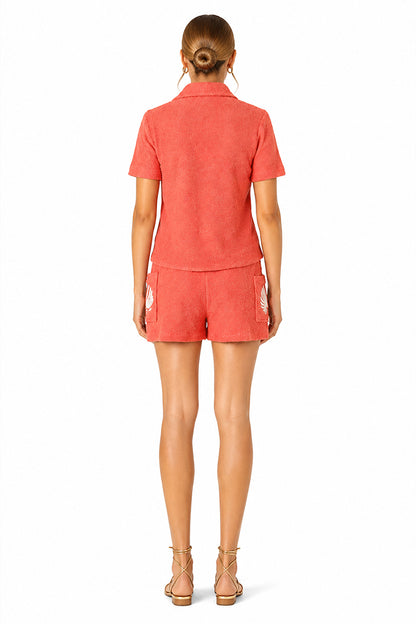 Set of 6 Coral Midsummer Terry Embrodiered Shorts (S,M,L)