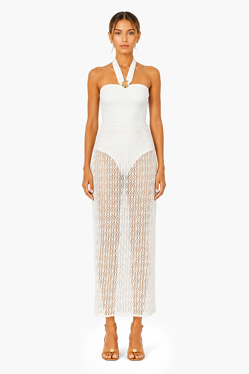 Set of 6 Ethereal White Lace Cover Up Resort Skirt (S,M,L)