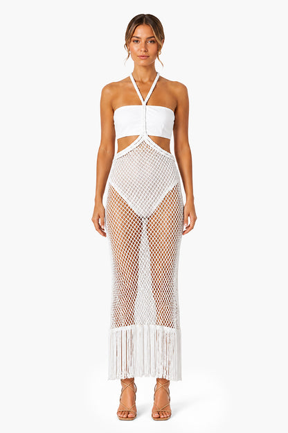 Set of 6 Ivory Coastal Weave Halter Dress (S,M,L)