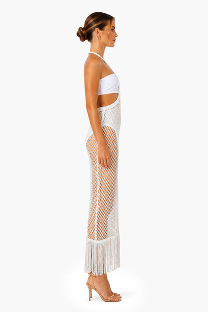 Set of 6 Ivory Coastal Weave Halter Dress (S,M,L)