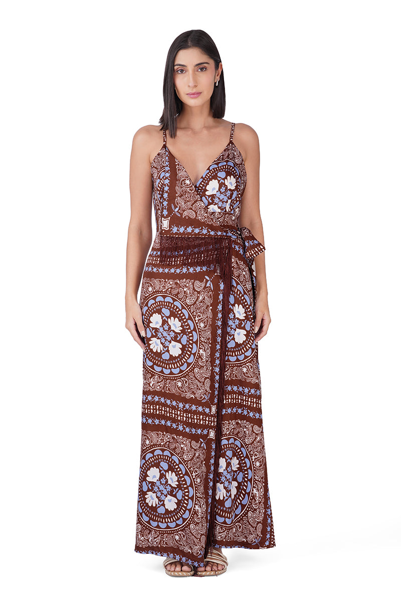 Set of 6 Sundown Bandana Fringe Long Wrap Dress (S,M & L)