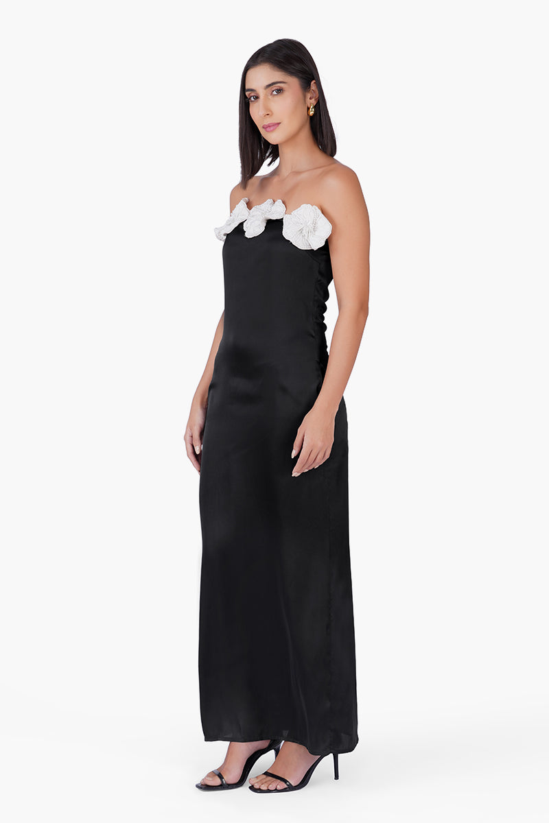 Set of 6 Pearl Petal Satin Long Dress (S, M & L)