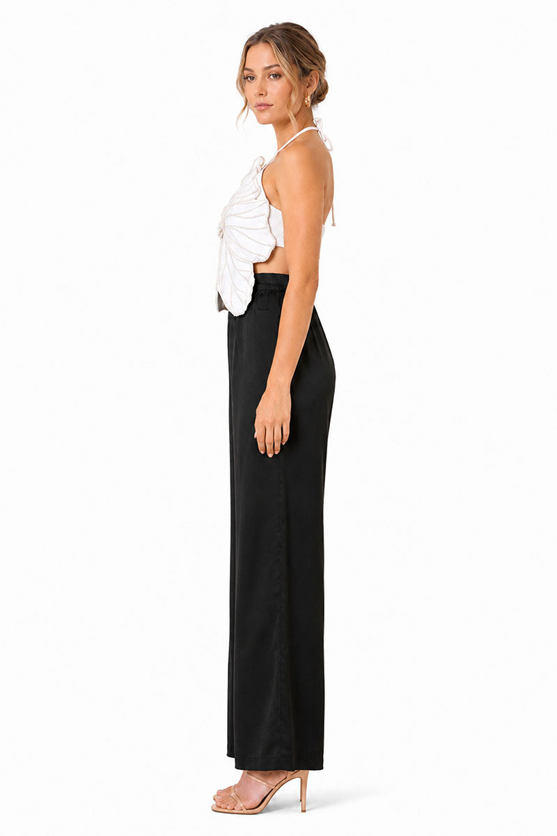 Set of 6 Black Satin Bell Bottom Pants (S, M, & L)